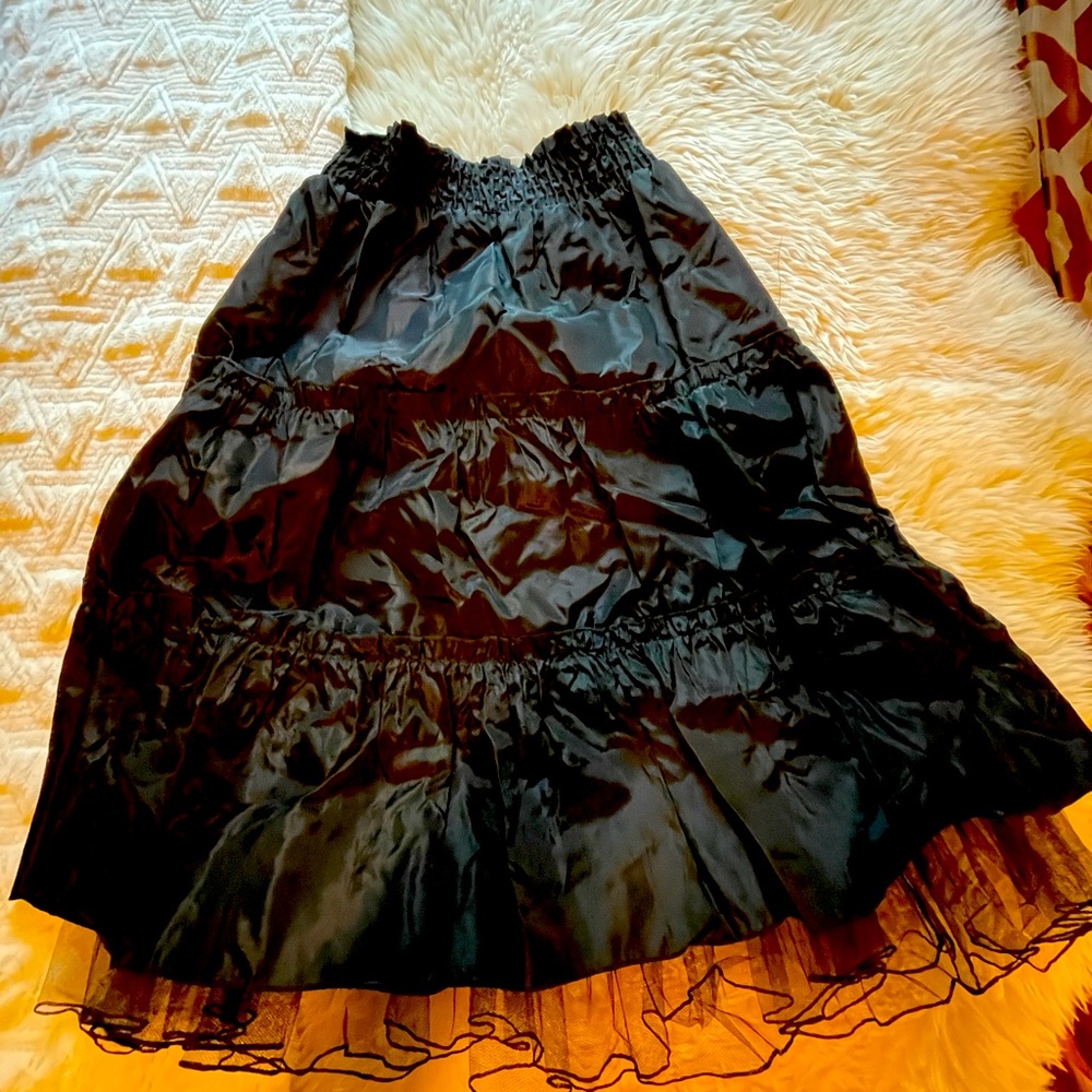Black Crepe and Tulle Skirt